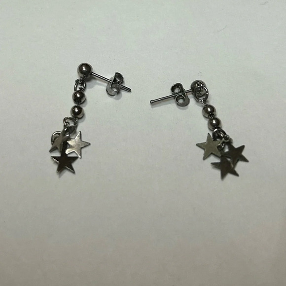 3/$20 Silver Pendant Celestial Dangling Star Cluster Drop Earrings - Picture 2 of 3